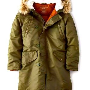 American Eagle 🦅 satin parka XL olive green